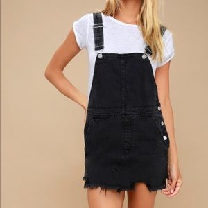 Free People Torn Up Washed Black Denim Jumper